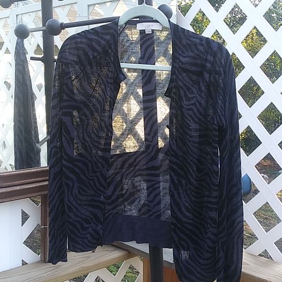 Sheer Cardigan Shruf Black Purple Zebra Size M - Picture 1 of 4